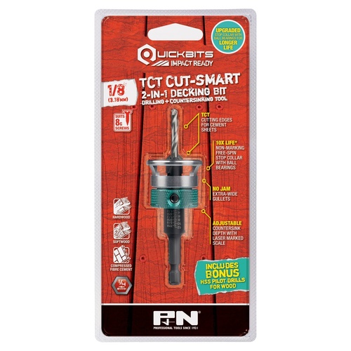 DRILL TCT & COUNTERSINK TCT QUICKBIT CUTSMART 1/8 (8G) P&N 107CSC000