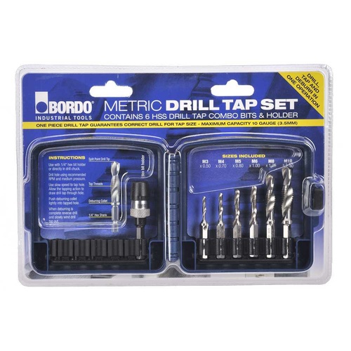 Drill & Tap Combo - Set M3, 4, 5, 6, 8, 10 Bordo 3010-S1