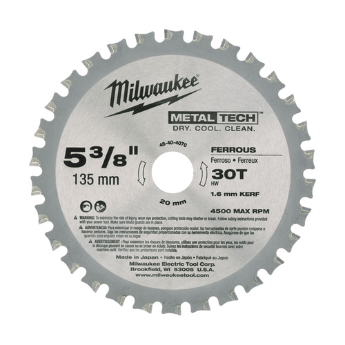Ferrous Metal Circular Saw 135mm (5-3/8") 30 Teeth Milwaukee 48404070