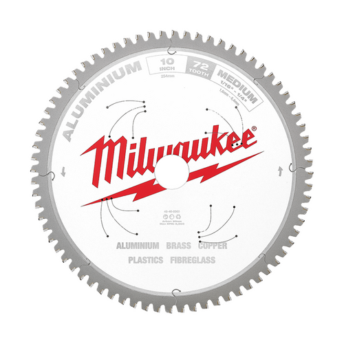 Aluminium Circular Saw Blade 254mm (10") 72 Teeth Milwaukee 48408360