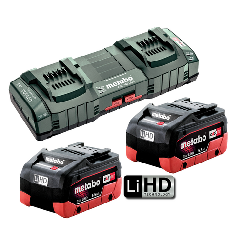 5.5 Ah  x 2 LiHD Battery and ASC 145 DUO Fast Charger Kit Metabo AU62749805 main image