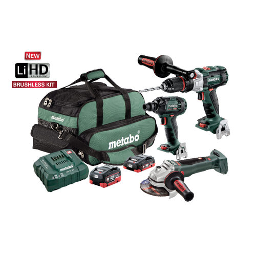 Brushless Hammer Drill + Wrench + Grinder 3 Piece Kit BL3SB2HD5.5Z Metabo AU68306255
