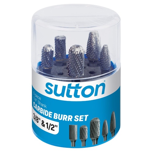 B900 SCB5 Carbide Burr Set 1/4 - Shank 3/8 & 1/2IN 5Pc Sutton Tools B900SCB5