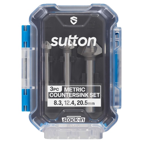 Countersink C201 HSS 3-FL 8.3/2.4/20.5mm Set Stack-In 3Pc Sutton Tools C201S03A