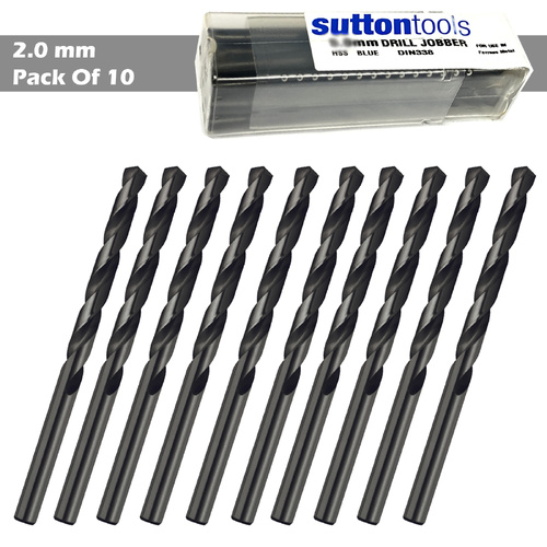 Drill D102 2.0mm Jobber DIN338 HSS BLU Sutton Tools D1020200 Pack of 10