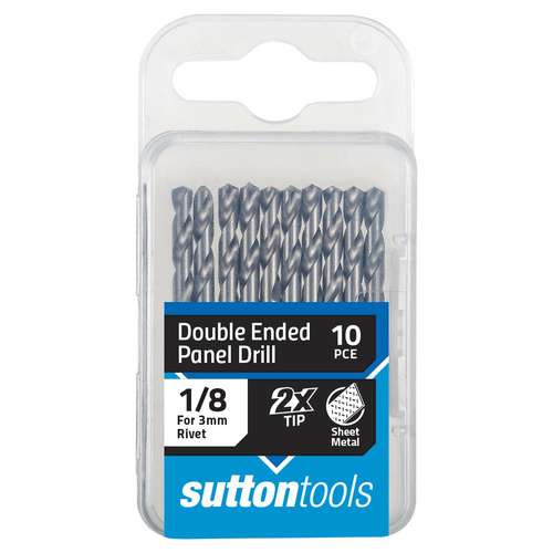 Double Ended Panel Drills D134 1/8 " Panel HSS 10 Pack Sutton Tools D1340318