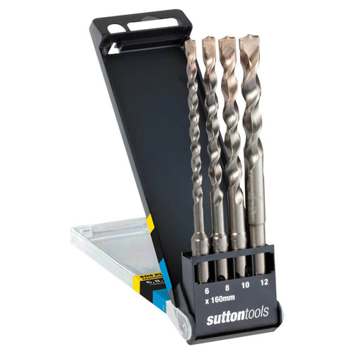 Drill D613 Masonry SDS + 2Cut Set 6-12mm 4Pc Sutton Tools D6130004