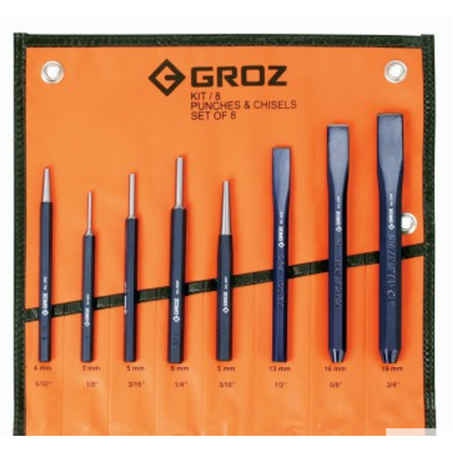 KIT/8/ST GROZ PUNCH & COLD CHISEL SET 8 PCE Groz GZ-33000