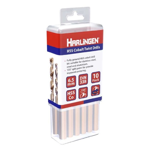 8.5mm HSS Straight Shank Twist Drill Pack of 10 Harlingen H-11-008-LC120-P