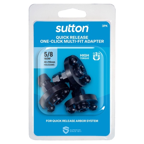Adaptor H122 Holesaw Quick Release H/T 5/8UNF 3PK Sutton Tools H1228116
