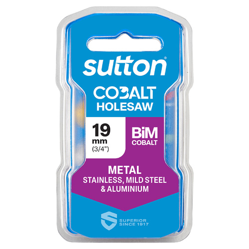 Holesaw H125 Bi-Metal Cobalt HD-Cobalt Hangpack 19mm Sutton Tools H1250190