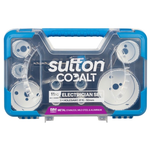 Holesaw H125 Bi-Metal Cobalt Electric Set 16-92mm 11Pc Sutton Tools H125SE11A