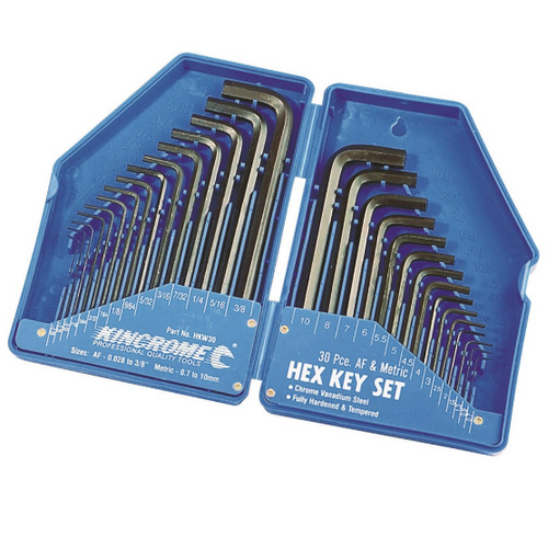 Hex Key Wrench Set 30 Piece Imperial & Metric Kincrome HKW30