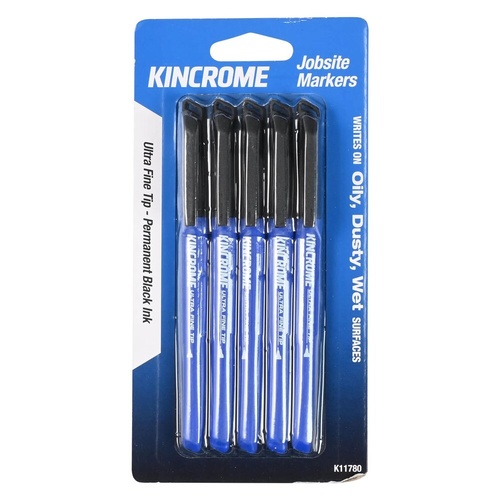 Permanent Marker Ultra Fine Tip Black 5 Pack Kincrome K11780