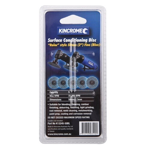 ‘Roloc’ Style Sanding Discs 2” (50mm) 80 Grit (Fine) 5 Pack Kincrome K13245-50BL