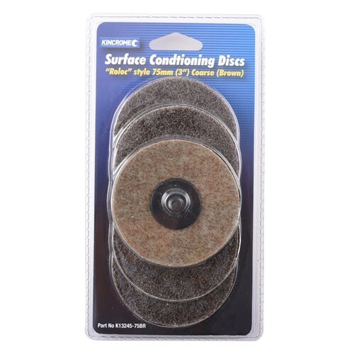 ‘Roloc’ Style Sanding Discs 3” (75mm) 36 Grit (Coarse) 5 Pack Kincrome K13245-75BR main image
