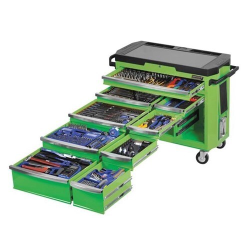 Tool Trolley Workshop 485 piece, 9 Drawer, Monster Green