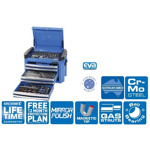 Contour Tool Chest Kit 207 Pieces 1/4, 3/8 & 1/2" Drive Electric Blue Kincrome  K1509 main image