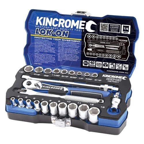 Socket Set 24 Piece 1/4" Drive LOK-ON™ - Metric & Imperial Kincrome K27001