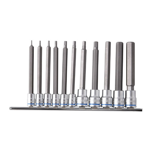 Hex Socket Set Long Series 11 Piece 1/4" & 3/8 Drive metric Kincrome K5223