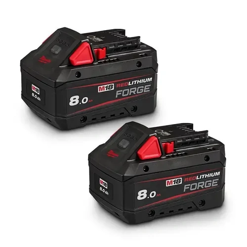 18V Red Lithium Forge 8.0Ah Battery Twin Pack Milwaukee M18FB82