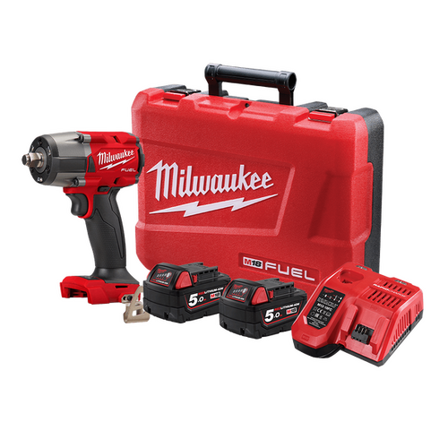 18V 5.0Ah Li-Ion Brushless Cordless 1/2" Mid-Torque Impact Wrench with Friction Ring 1pce Combo Kit Milwaukee M18FMTIW2F12-502C