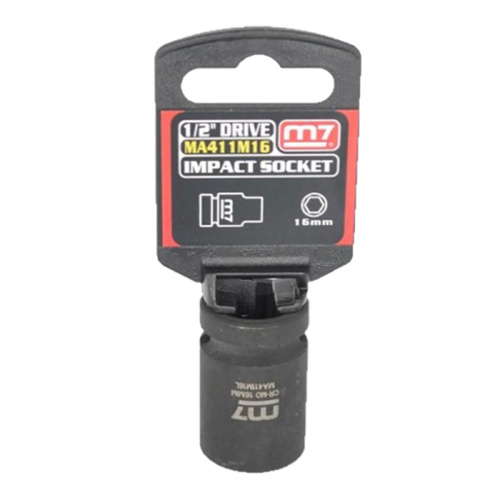 Impact Socket With Hang Tab 1/2" Drive 6 Point 16mm M7 M7-MA411M16