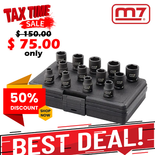 Impact socket set 13 pce 1/2" drive  7/16" - 1-1/4" M7 M7-MB44013S-Taxtime