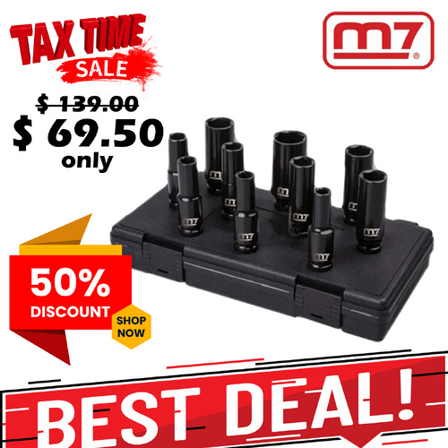 Impact Deep Socket Set 1/2" Drive 10 Piece 10mm - 27mm M7 M7-MB45010M-Taxtime