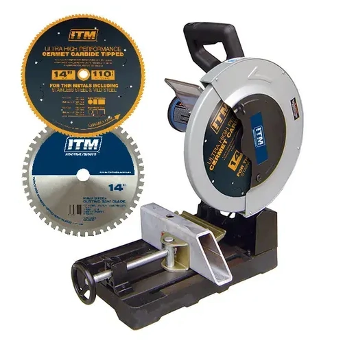 S14 Pro Kit 350mm Metal Cutting Saw 240V, INC. 66T TCT Mild Steel & 110T Cermet Stainless Steel Blade ITM S14-PROKIT