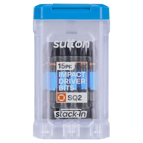 Screwdriver Bit S204 Supa TORQ Square SQ2 50mm Stack-In 15Pk Sutton Tools S204T15B02