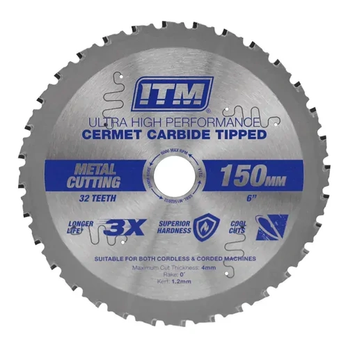 150mm Metal Cutting Blade, Cermet Carbide Tipped, 32 Teeth ITM SSBL-M1502032