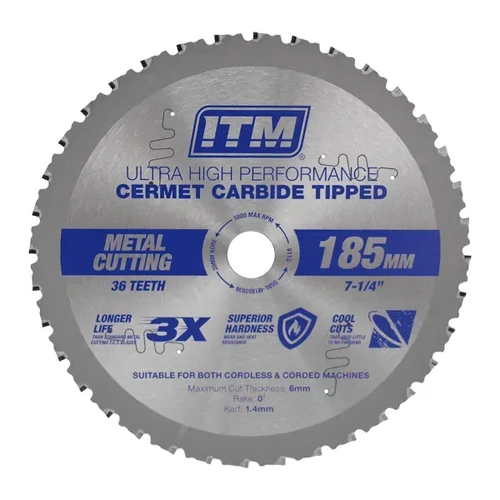 185mm Metal Cutting Blade, Cermet Carbide Tipped, 36 Teeth ITM SSBL-M1852036