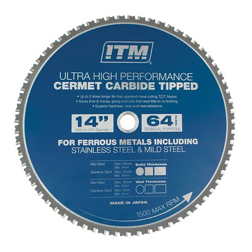 350mm Cermet Carbide Metal Cutting Blade 64T ITM SSBL350-CERMET64