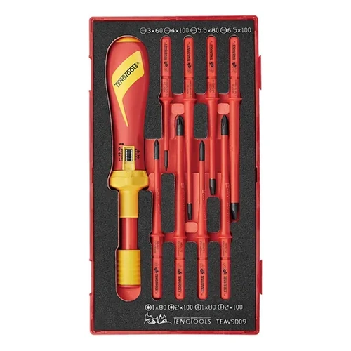 1000V VDE Torque Screwdriver Set 9-Piece TC-Tray (EVA) Teng Tools TE-TEAVSD09
