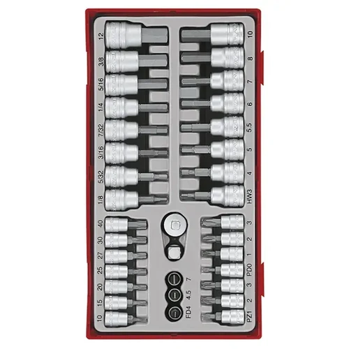 1/4" & 3/8" Dr. Bits Socket Set 35-Piece TC-Tray Teng Tools TE-TTBS35