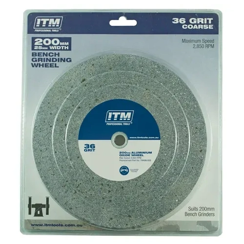 GRINDING WHEEL 200 X 25MM, 36 GRIT COARSE ITM TM406-003