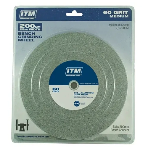 GRINDING WHEEL 200 X 25MM, 60 GRIT MEDIUM ITM TM406-004
