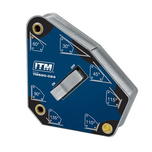 Switchable Multi Angle Welding Clamp, 30KGS Force, 110MM, 30°,45°,60°,90°,110°,115°, 135° & 165°, Powerful NDFEB Magnet ITM TM650-024