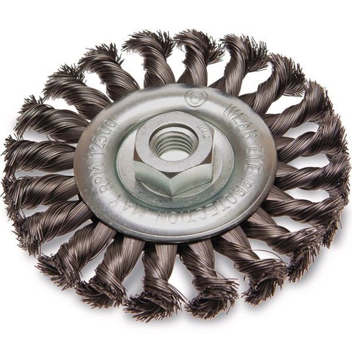 Twist Knot Wheel Brush Steel 85mm, 1/4" Round Shank  ITM TM7003-085