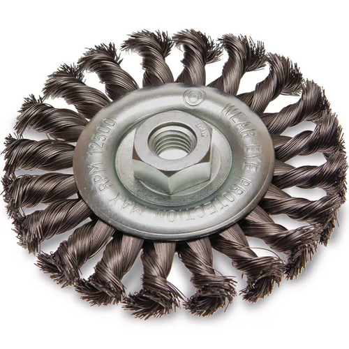 Twist Knot Wheel Brush Stainless steel 125mm Thread Bore 22.2mm  ITM TM7003-225