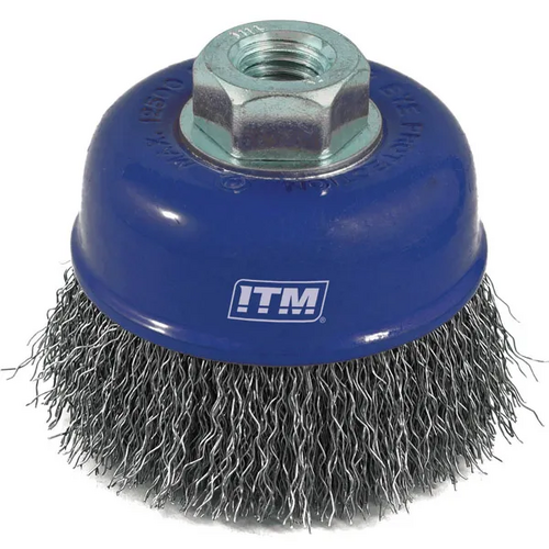 Crimp Wire Cup Brush Stainless Steel 75mm With Multi Bore Thread Adaptions ITM TM7010-275 main image