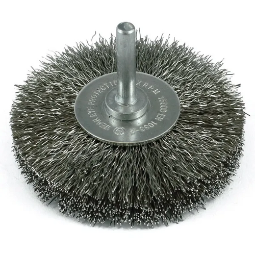 Crimp Wire Wheel Brush Stainless Steel 75mm X 18mm Thickness With 1/4" Round Shank ITM TM7014-175 main image