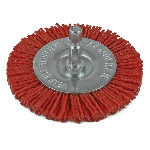 Nylon Spindle Mounted Wheel Brush 75mm Thickness 10mm 80 Grit 1/4" Hex Shank ITM TM7102-075