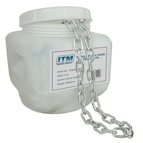 Galvanised, 25kg Drum Regular Link Chain, 3mm Body ITM TM9306-02503