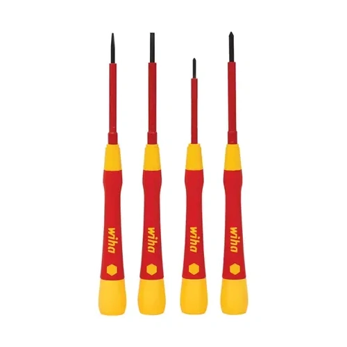 4 Piece Fine Screwdriver Set, PicoFinish, Slotted & Phillips VDE 1000V Insulated WIHA WH-44847